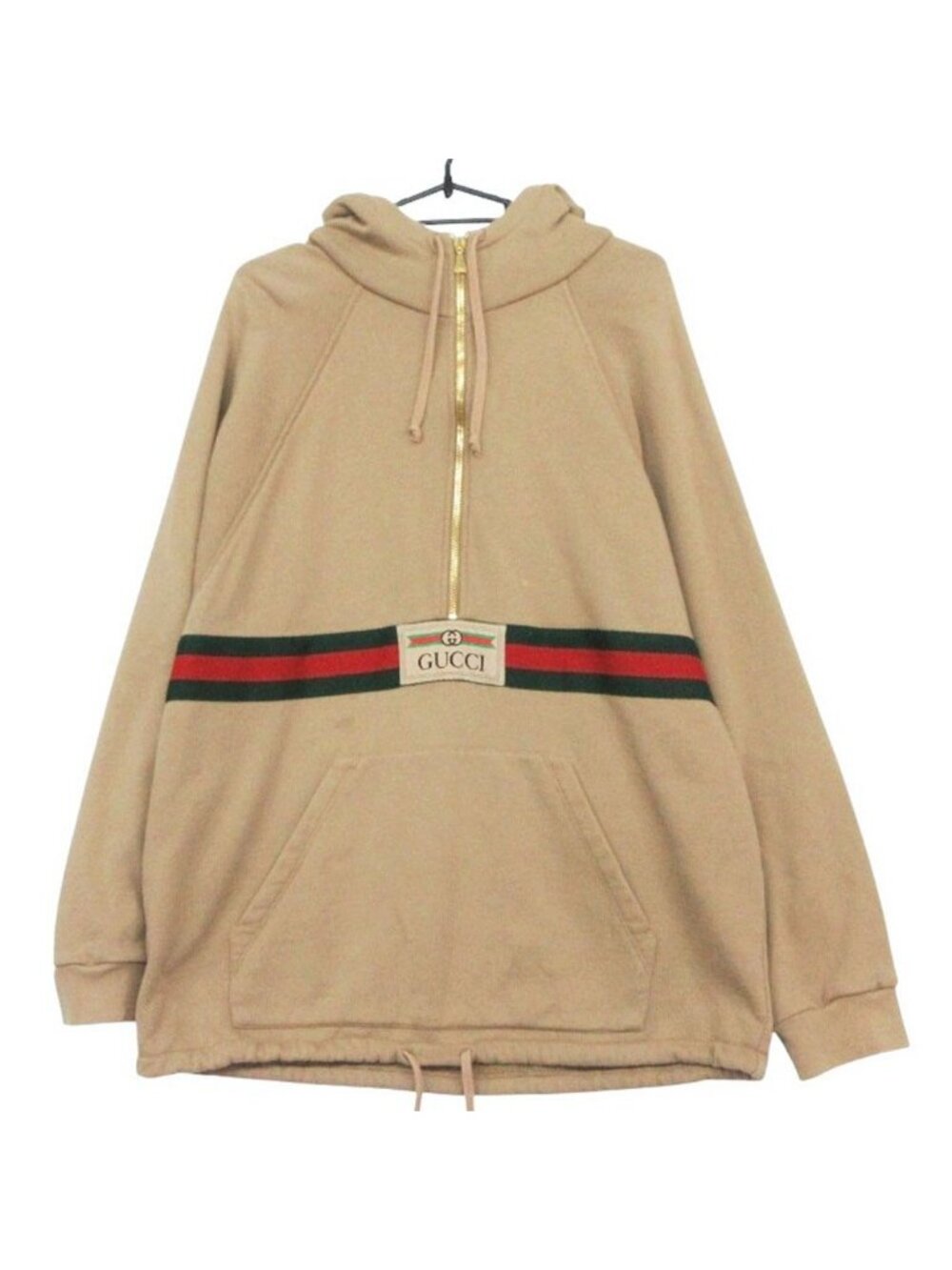 Gucci Hoodie Web Label Sherry Line Sweatshirt Pullover Top Beige